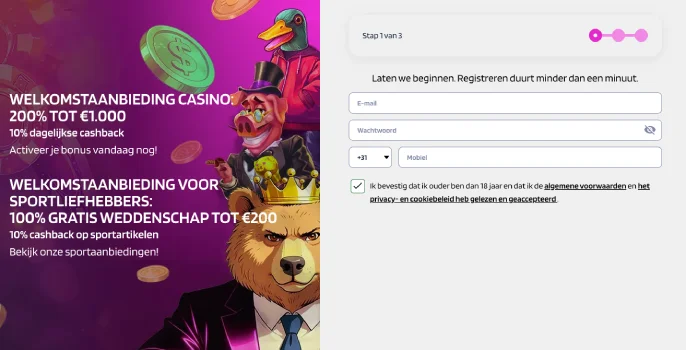OHA Casino Registratie banner